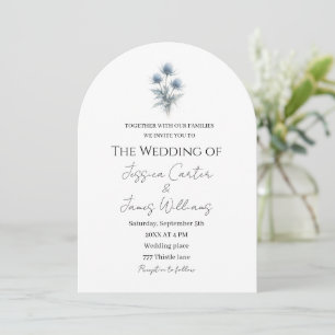 Blaue Distel Schottland Schlichte Hochzeit Einladung
