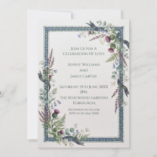 Blaue Distel-Tartan-Hochzeitseinladung Einladung