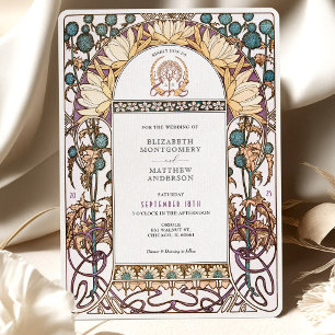 Blaue Disteln Vintage Art Nouveau Hochzeit Einladung