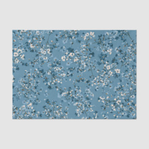Blaue Ditsy-Pastell-Boho-70er-Jahre-Vintage-Blumen Seidenpapier