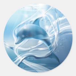 Blaue Dolphin-Aufkleber Runder Aufkleber