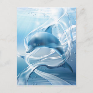 Blaue Dolphin-Postkarte Postkarte
