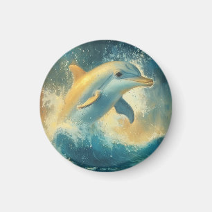 Blaue Dolphin Springen in Waves Magnet