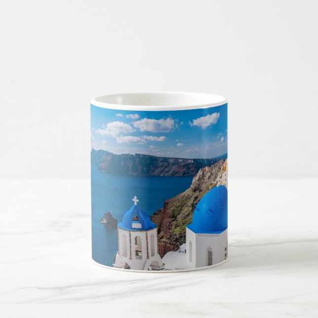 Blaue Domes von Santorini Kaffeetasse (Mittel)