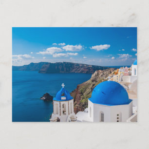 Blaue Domes von Santorini Postkarte