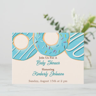 Blaue Donut-Delight-Baby-Party Einladung