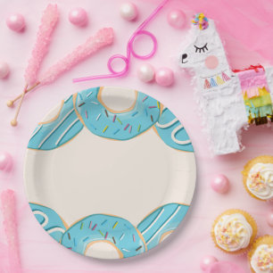 Blaue Donut-Freude Pappteller