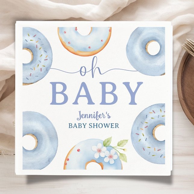 Blaue Donuts Baby Shower Brunch Papier Serviette (Von Creator hochgeladen)