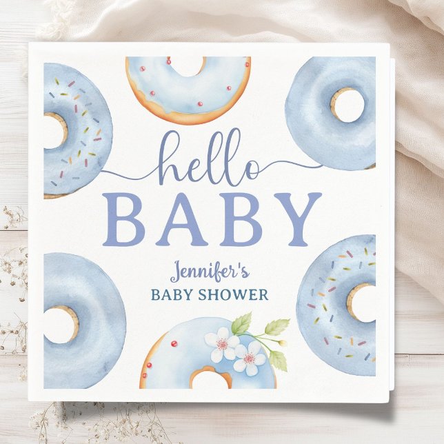 Blaue Donuts Baby Shower Hallo Baby Papiertücher Serviette (Von Creator hochgeladen)