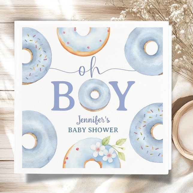 Blaue Donuts Baby Shower Junge Brunch Papier Servi Serviette (Von Creator hochgeladen)