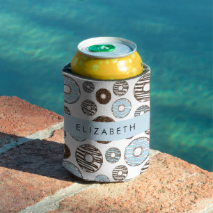 Blaue Donuts, braune Donuts, Sprinklen, Ihr Name Dosenkühler