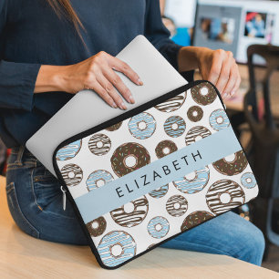 Blaue Donuts, braune Donuts, Sprinklen, Ihr Name Laptopschutzhülle