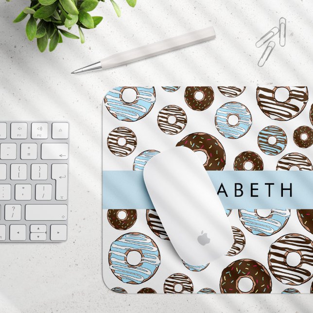 Blaue Donuts, braune Donuts, Sprinklen, Ihr Name Mousepad (Von Creator hochgeladen)