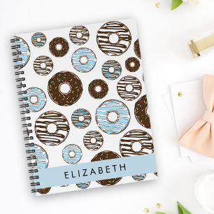 Blaue Donuts, braune Donuts, Sprinklen, Ihr Name Notizblock