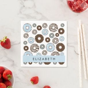 Blaue Donuts, braune Donuts, Sprinklen, Ihr Name Serviette