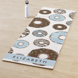Blaue Donuts, braune Donuts, Sprinklen, Ihr Name Yogamatte
