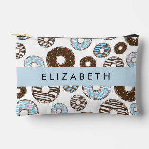Blaue Donuts, braune Donuts, Sprinklen, Ihr Name Zubehörtasche