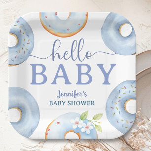 Blaue Donuts Hallo Baby Shower Brunch Pappteller