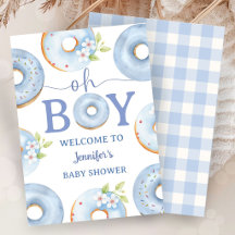 Blaue Donuts Oh Boy Baby Shower Einladung