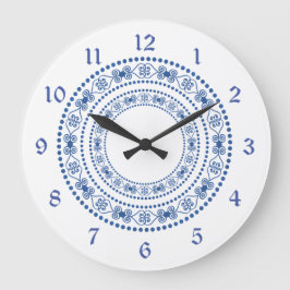 Blaue doppelte Herz-Grenze Große Wanduhr