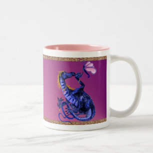 Blaue Drache-und Schmetterlings-Tasse Zweifarbige Tasse