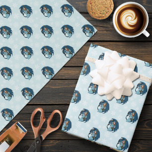 Blaue Drachen-Zauberin Schneeflocken Geschenkpapier