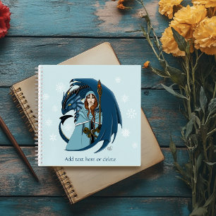 Blaue Drachen-Zauberin Schneeflocken Notizbuch
