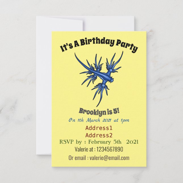 Blaue Drachendarstellung Einladung (Vorderseite)