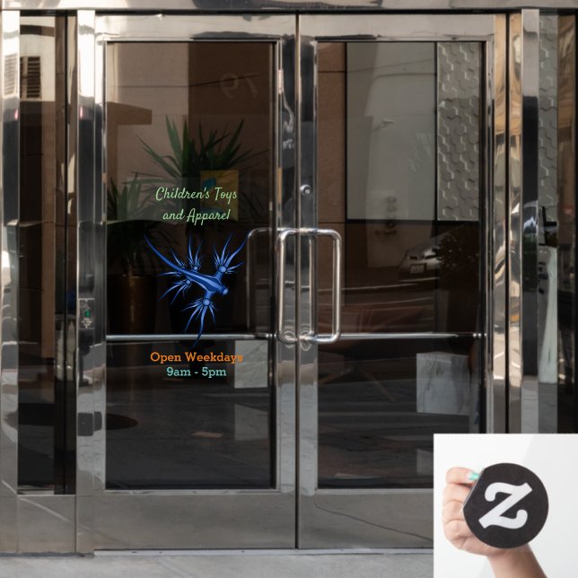 Blaue Drachendarstellung Fensteraufkleber (Büro Tür)