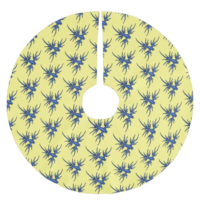 Blaue Drachendarstellung Polyester Weihnachtsbaumdecke (Vorderseite)