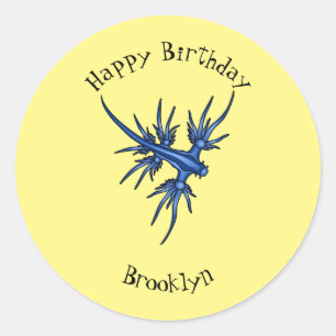 Blaue Drachendarstellung Runder Aufkleber