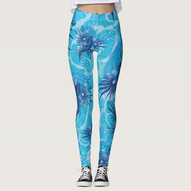 Blaue Drachenkreatur Leggings (Vorderseite)