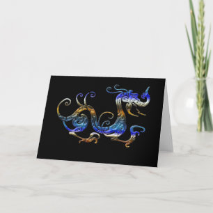 BLAUE DRAGON Asian Art Cards Feiertagskarte