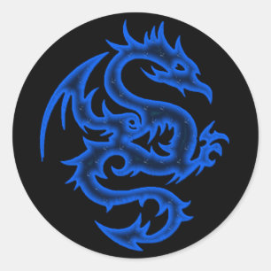 BLAUE DRAGON RUNDER AUFKLEBER