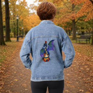 Blaue Dragon-Sunburst-Gitarrenmusik Jeansjacke