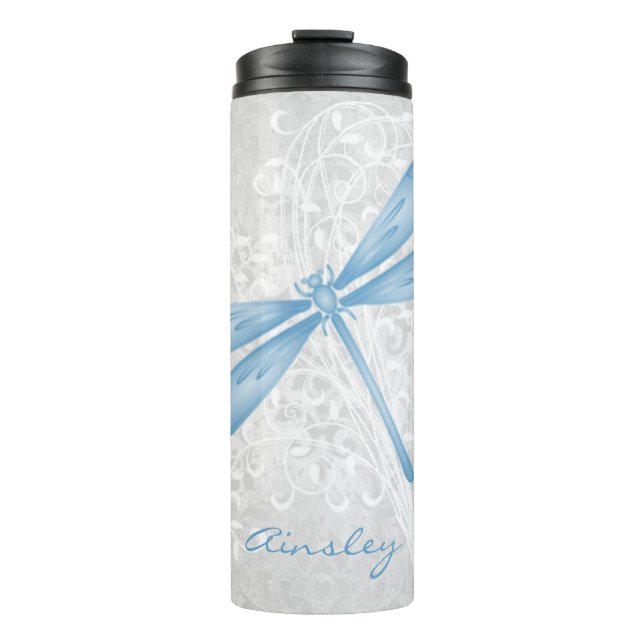 Blaue Dragonfly Personalisierter Thermaltumbler Thermosbecher (Vorderseite)