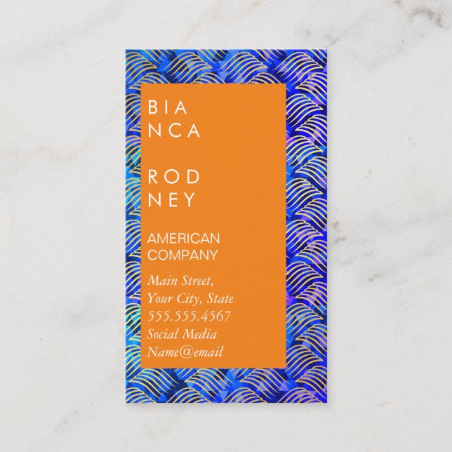 Blaue Dreiecke und Golden Weave Visitenkarte (Vorderseite)