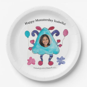 Blaue Dreiecks-Monster-Geburtstagsfeier-Papierplat Pappteller