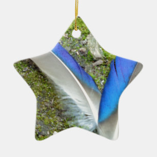 Blaue Duckfedern, Tier, Vogel Keramikornament