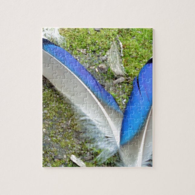 Blaue Duckfedern, Tier, Vogel Puzzle (Vertikal)
