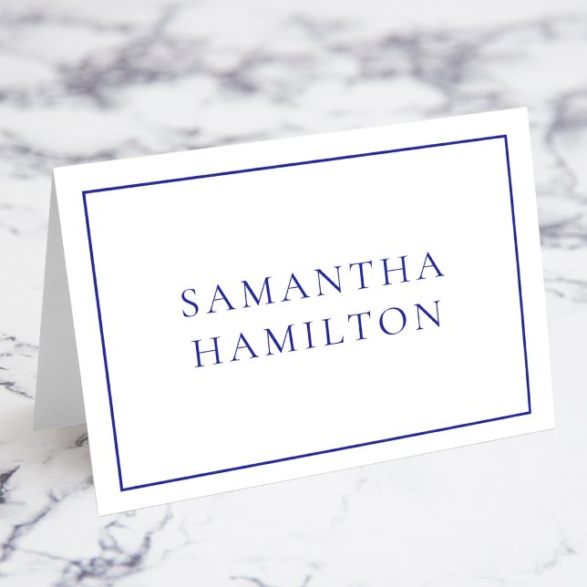 Blaue dünne Linien-Rand-Einzelname-Ortskarten Tischnummer (Blue Thin Line Border Individual Name Place Cards)