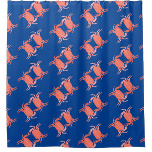 Blaue Duschvorhang mit Krabbenmuster