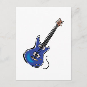 blaue E-Gitarre Postkarte
