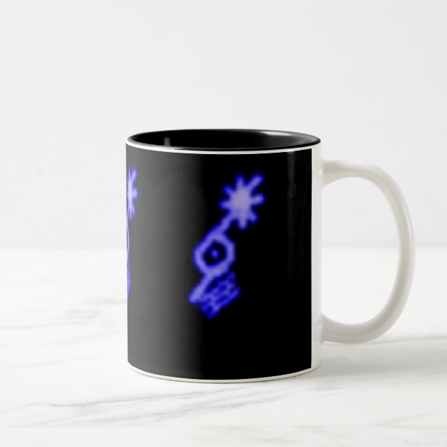 Blaue Echo-Unterzeichnungs-NeonTasse Zweifarbige Tasse (Rechts)