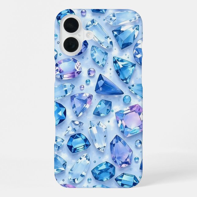 Blaue Edelsteine iPhone Hülle (Rückseite)