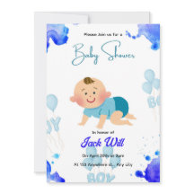 BLAUE editierbare Baby-JUNGE Baby Shower Einladung