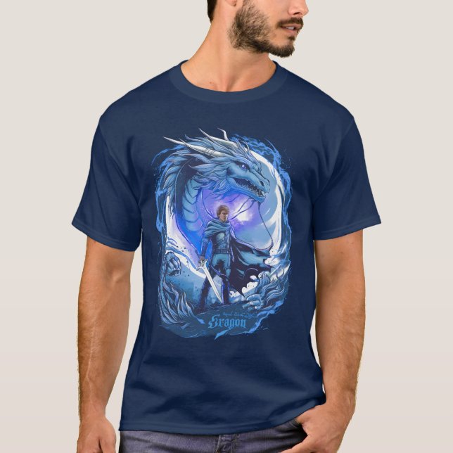 Blaue Eeragon-Kunst T-Shirt (Vorderseite)