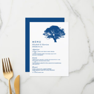 Blaue Eiche, rustikale und minimalistische Hochzei Menükarte