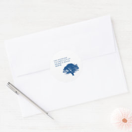 Blaue Eiche, rustikale und minimalistische Hochzei Runder Aufkleber