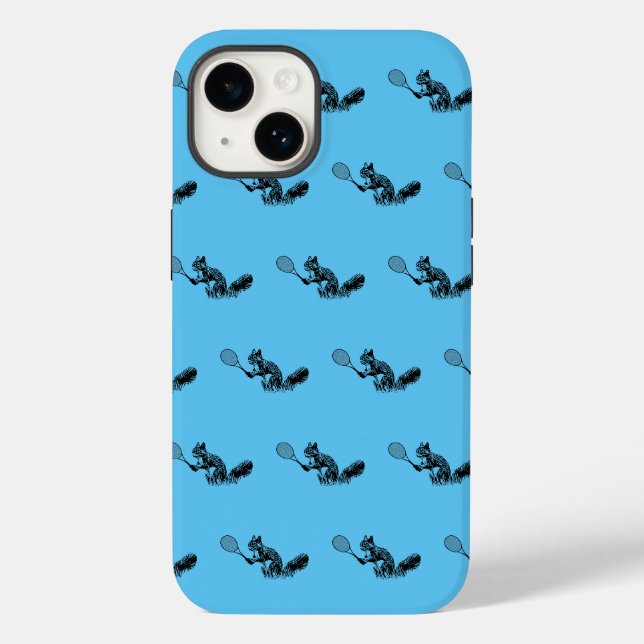 Blaue Eichhörnchen Tennisspielermuster Case-Mate iPhone Hülle (Rückseite)
